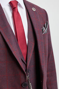 Herrkostym i ull, tweed, plommon, vinröd, 1920-tals Gatsby