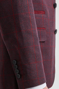 Herrkostym i ull, tweed, plommon, vinröd, 1920-tals Gatsby