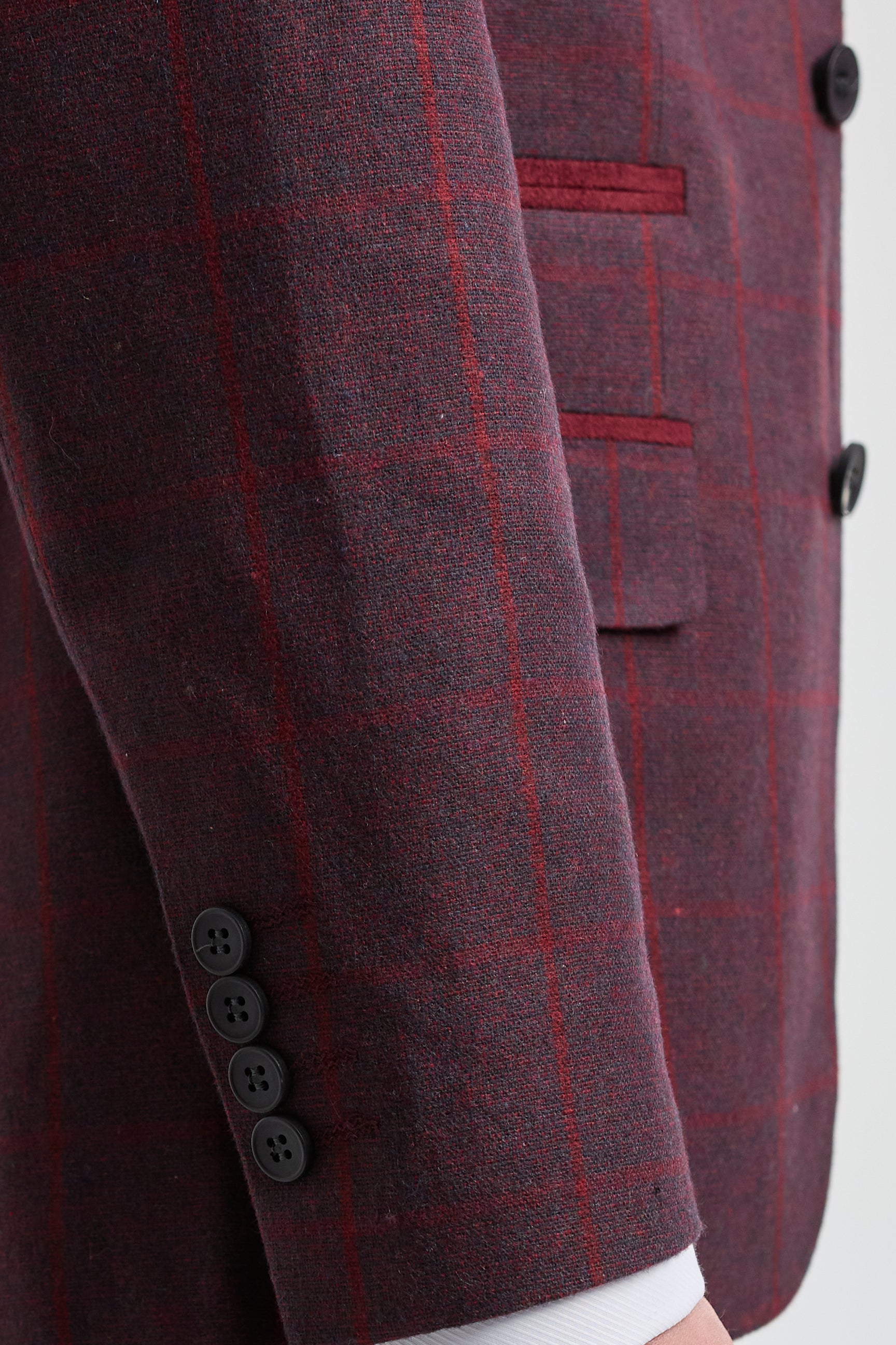 Herrkostym i ull, tweed, plommon, vinröd, 1920-tals Gatsby