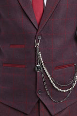 Herrkostym i ull, tweed, plommon, vinröd, 1920-tals Gatsby