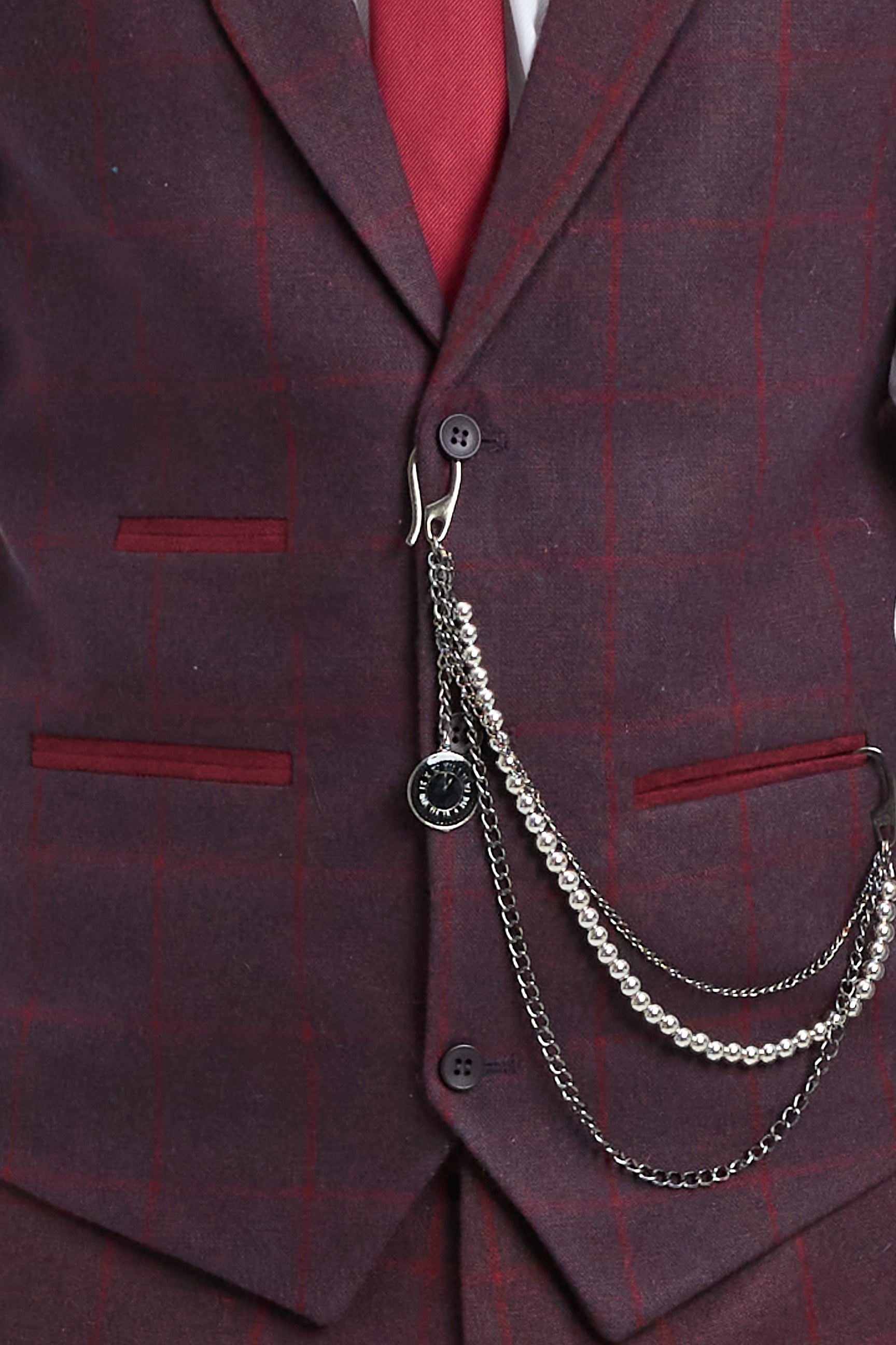 Herrkostym i ull, tweed, plommon, vinröd, 1920-tals Gatsby