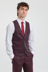 Herrkostym i ull, tweed, plommon, vinröd, 1920-tals Gatsby
