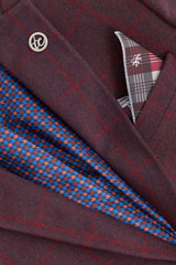 Herrkostym i ull, tweed, plommon, vinröd, 1920-tals Gatsby