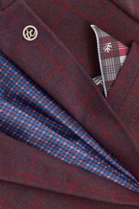 Herrkostym i ull, tweed, plommon, vinröd, 1920-tals Gatsby