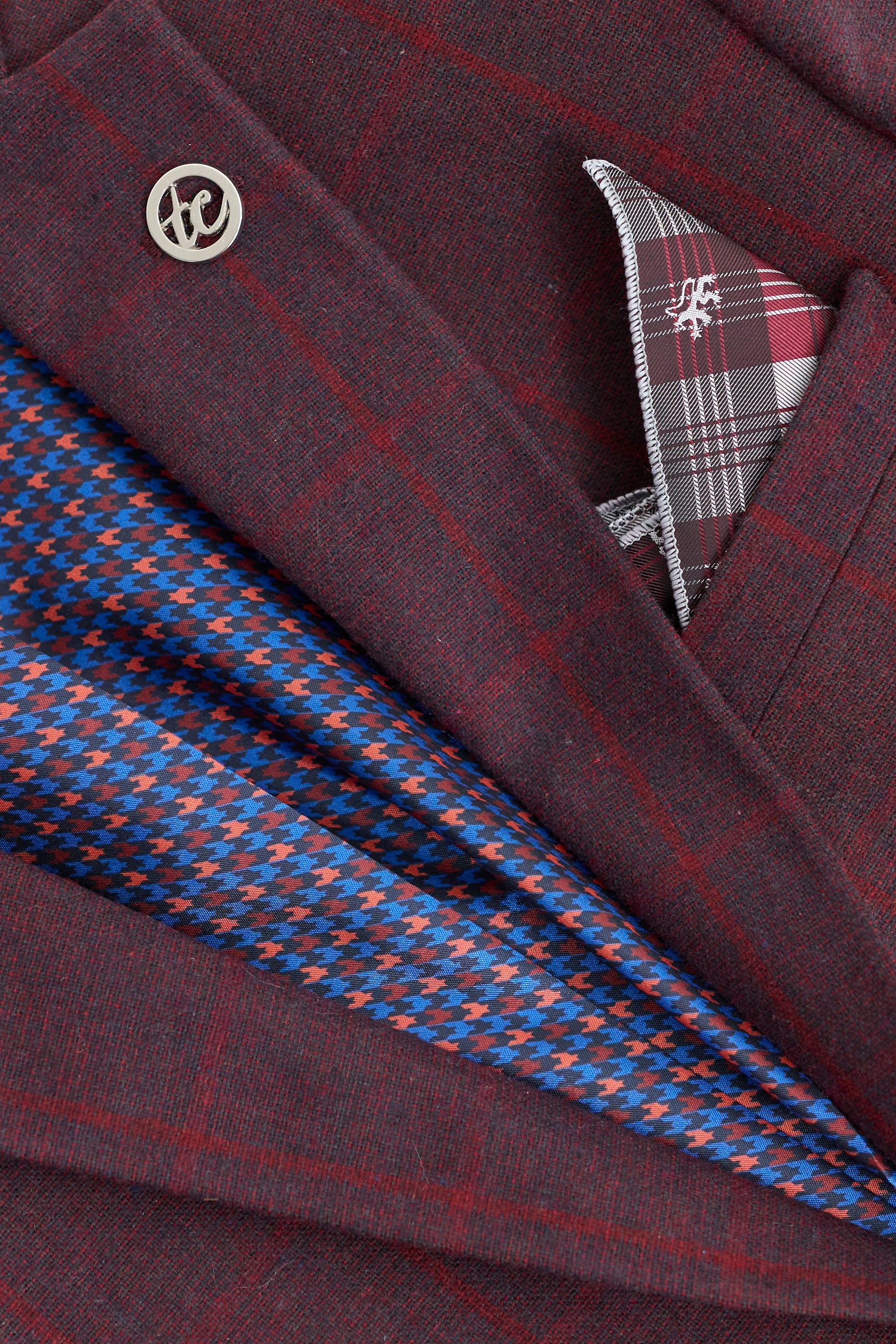 Herrkostym i ull, tweed, plommon, vinröd, 1920-tals Gatsby