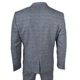 Herrkostym i ull, tweed, ljusblå, grårutig