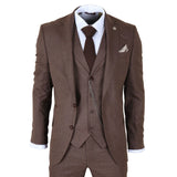 TP-50 - Herrbrun 3-delad rutig kostym med Prince of Wales-motiv
