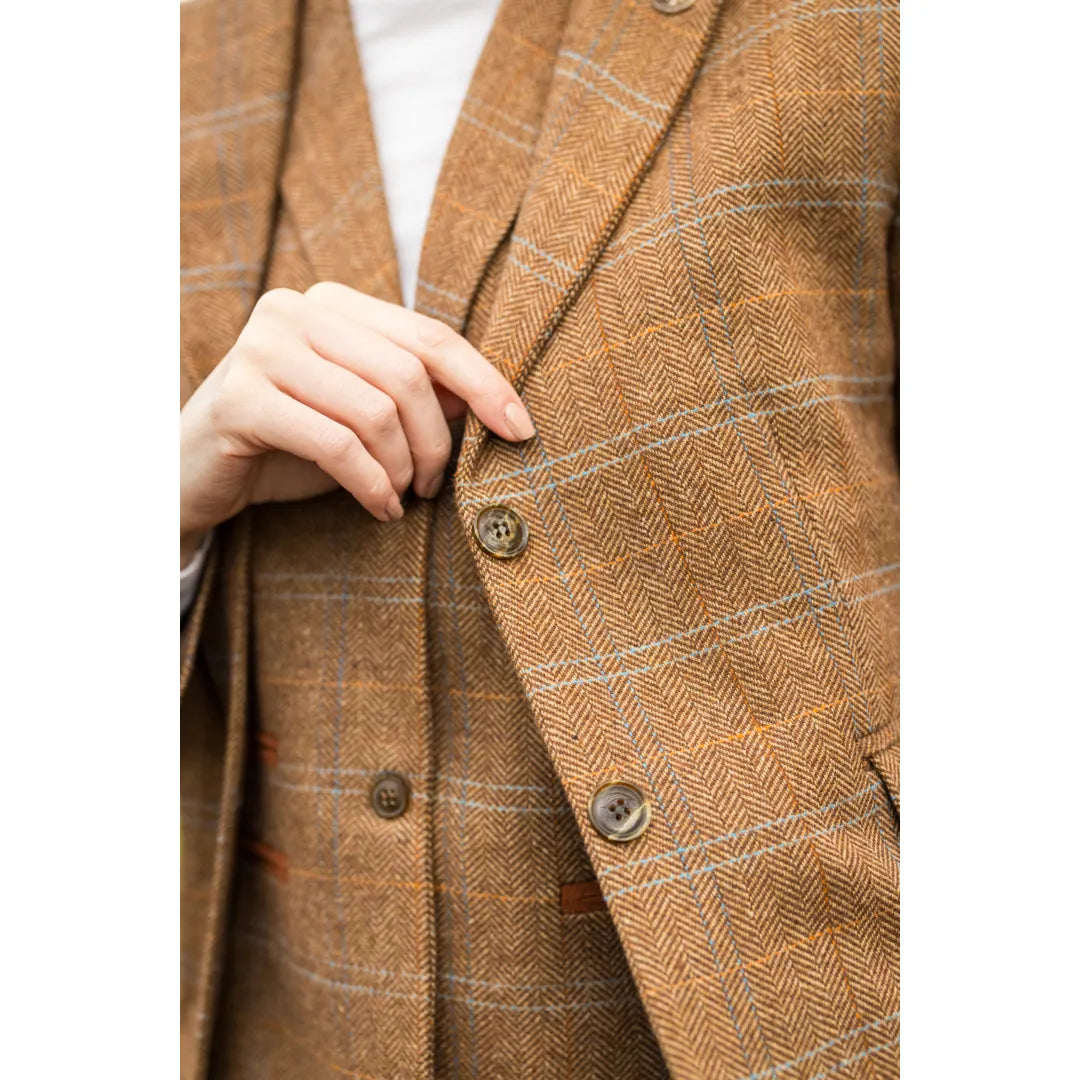 TPSTZ73 - Damkavaj i ekbrun tweed