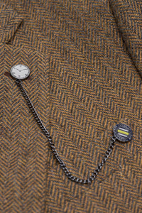 Thomas - Herrkostym i brun 3-delad tweed i ullblandning