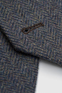 Thomas - Marinblå 3-delad herrkostym i ullblandning i tweed