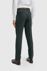 Thomas - Olivgrön 3-delad kostym i tweed i ullblandning