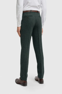 Thomas - Olivgrön 3-delad kostym i tweed i ullblandning