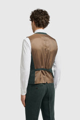 Thomas - Olivgrön 3-delad kostym i tweed i ullblandning