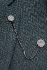 Thomas - Olivgrön 3-delad kostym i tweed i ullblandning