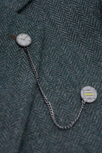 Thomas - Olivgrön 3-delad kostym i tweed i ullblandning