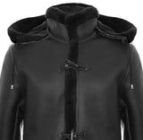 Herrduffelkappa i fårskinn, vinter, Storbritannien, andra världskriget, 3/4-dels läderhuva