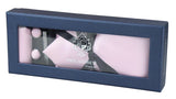 Rosa slips i satinsiden Presentset Näsduk Manschettknappar Slips i glansig satin