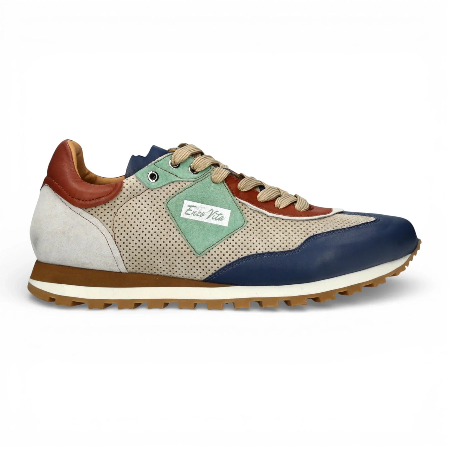 Aglae 02 - Gråblå lädersneakers för män