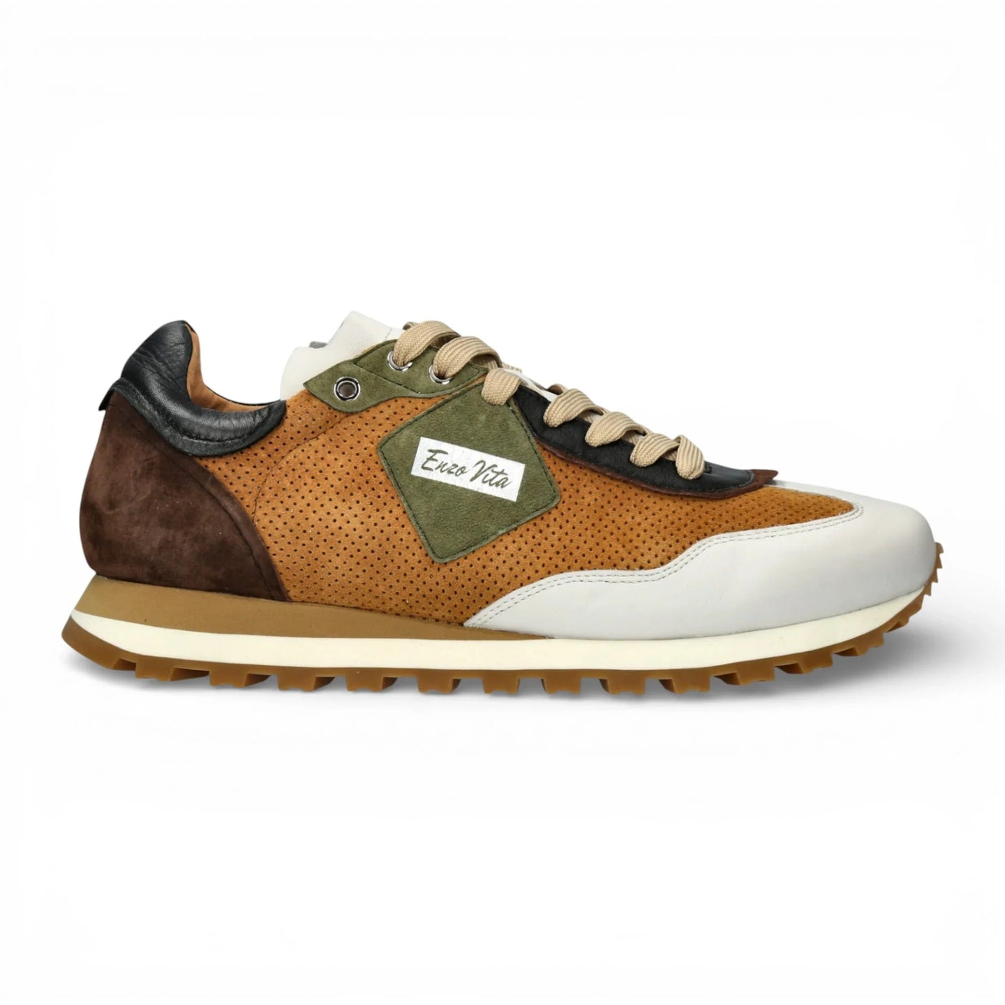 Aglae 02 - Herrsneakers i brunt och vitt läder