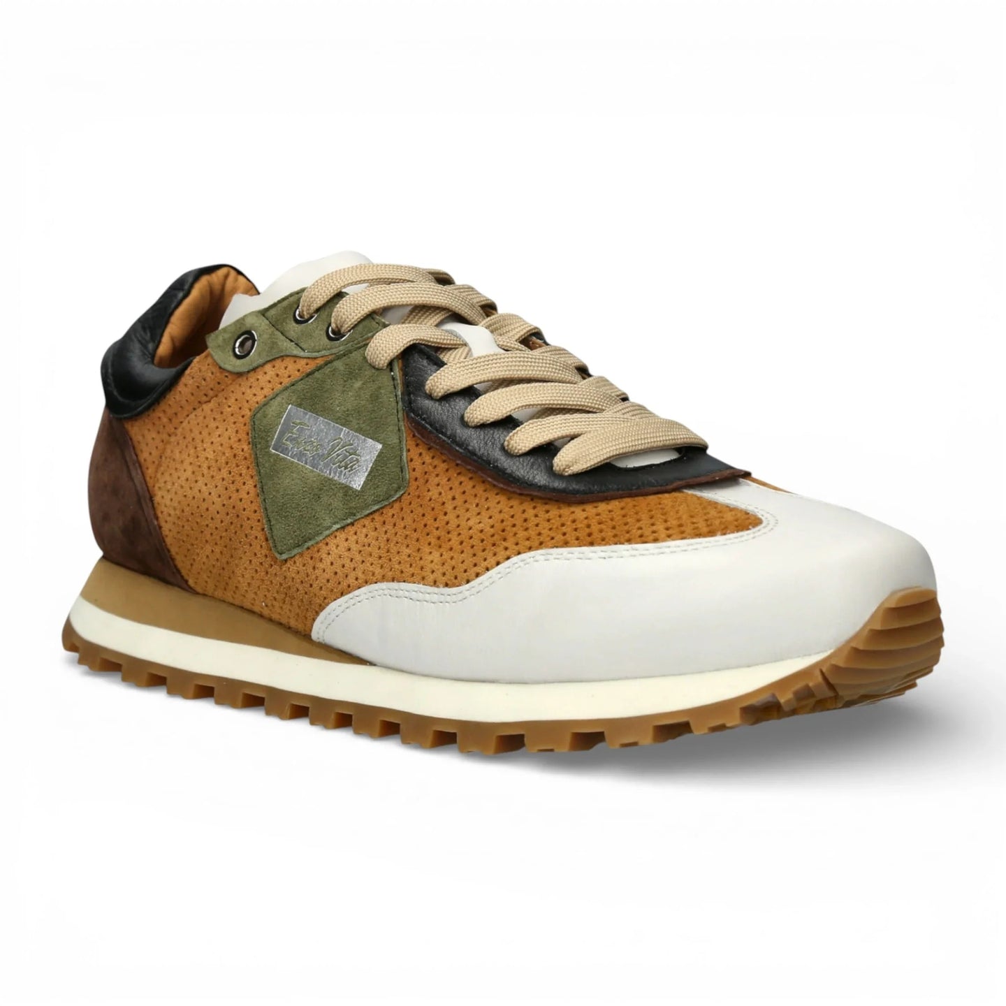 Aglae 02 - Herrsneakers i brunt och vitt läder