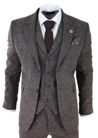 Herrkostym i brun tweed, tredelad