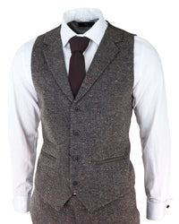 Herrkostym i brun tweed, tredelad