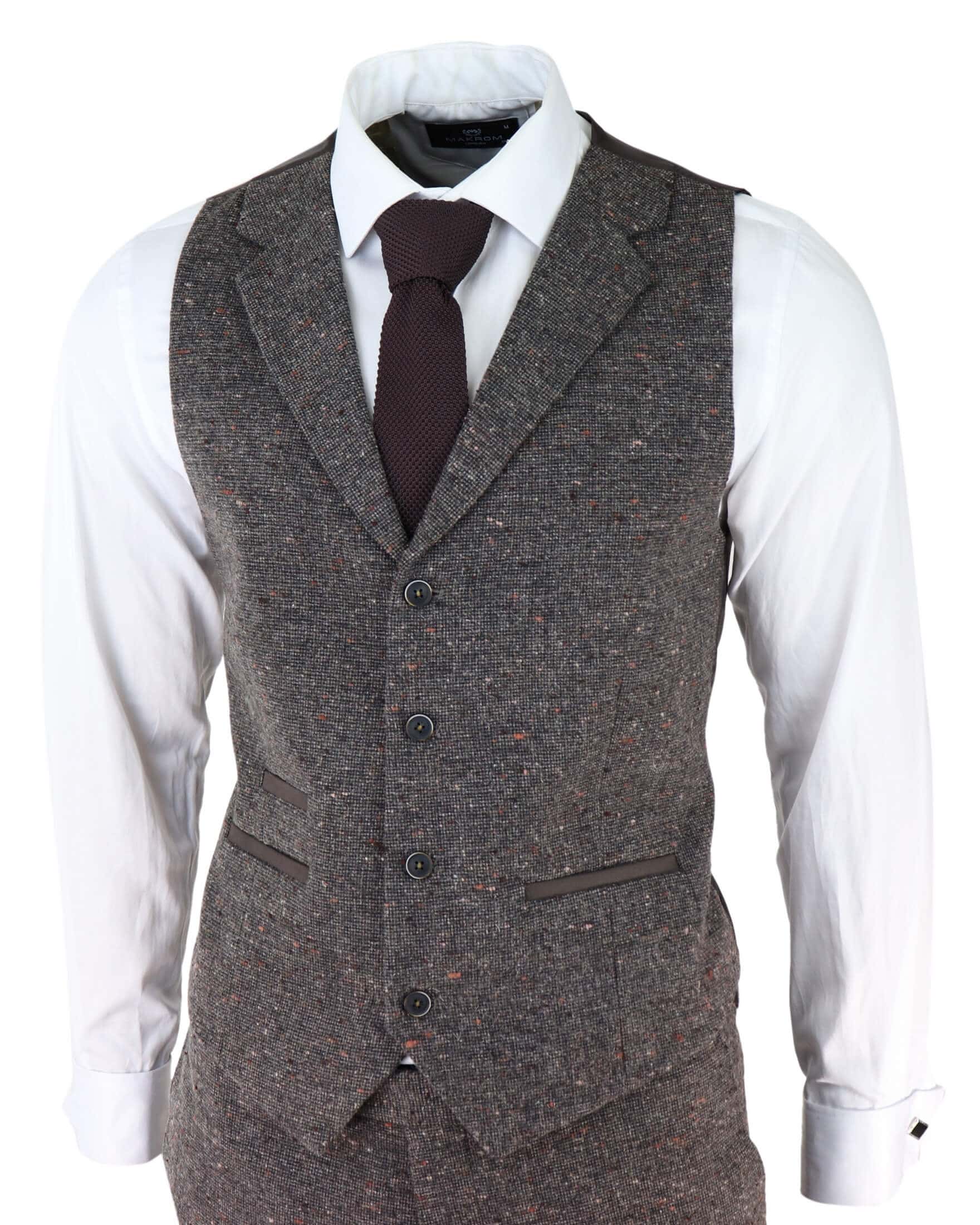 Herrkostym i brun tweed, tredelad