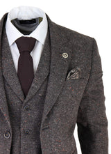 Herrkostym i brun tweed, tredelad