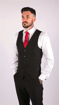Herr Klassisk Svart Väst Begravning Bröllop Kontorsarbete Smart Casual Slim Fit