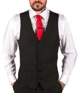 Herr Klassisk Svart Väst Begravning Bröllop Kontorsarbete Smart Casual Slim Fit