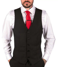 Herr Klassisk Svart Väst Begravning Bröllop Kontorsarbete Smart Casual Slim Fit