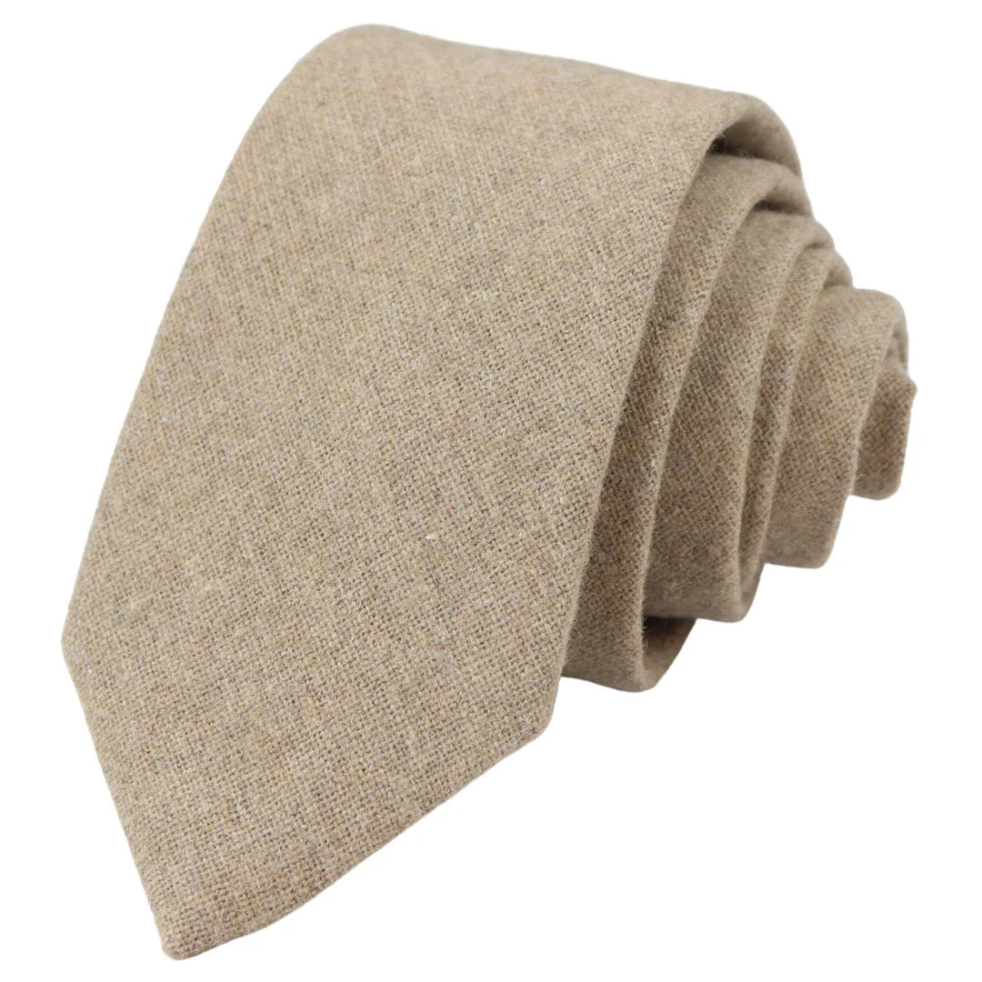 Kamelbeige ek tweed slips näsduk 5 cm