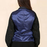 Damväst i tweed, blå kostym