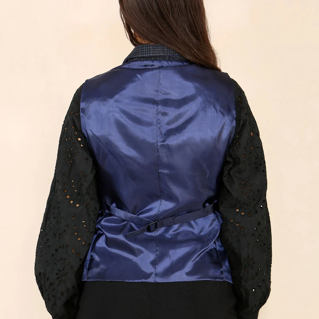 Damväst i tweed, blå kostym