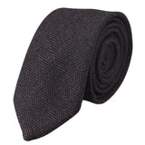 Herrset med slips och näsduk i tweed, plommonfärgat fiskbensmönster