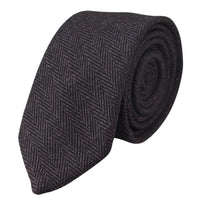 Herrset med slips och näsduk i tweed, plommonfärgat fiskbensmönster