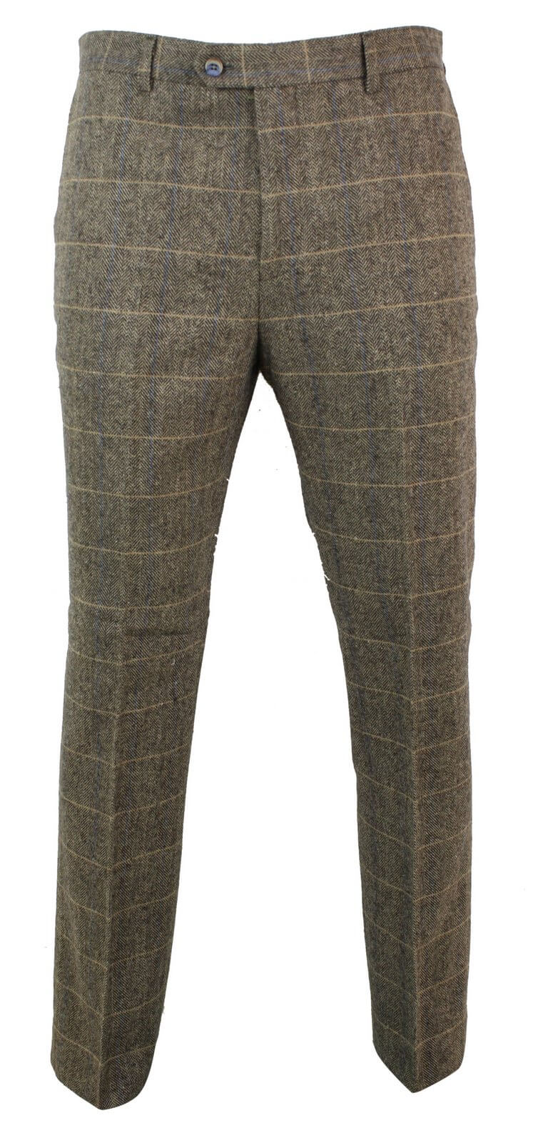 Albert - Herrbyxor i tweed med bruna detaljer