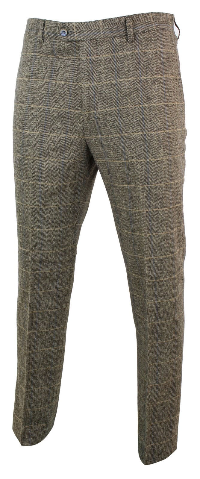 Albert - Herrbyxor i tweed med bruna detaljer
