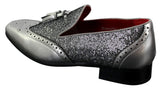 Eleganta Herrskor med Glänsande Tofsar Röda Silver Svarta Slip-On i Lackläder
