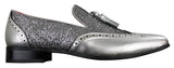 Eleganta Herrskor med Glänsande Tofsar Röda Silver Svarta Slip-On i Lackläder