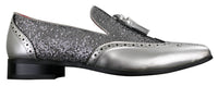 Eleganta Herrskor med Glänsande Tofsar Röda Silver Svarta Slip-On i Lackläder