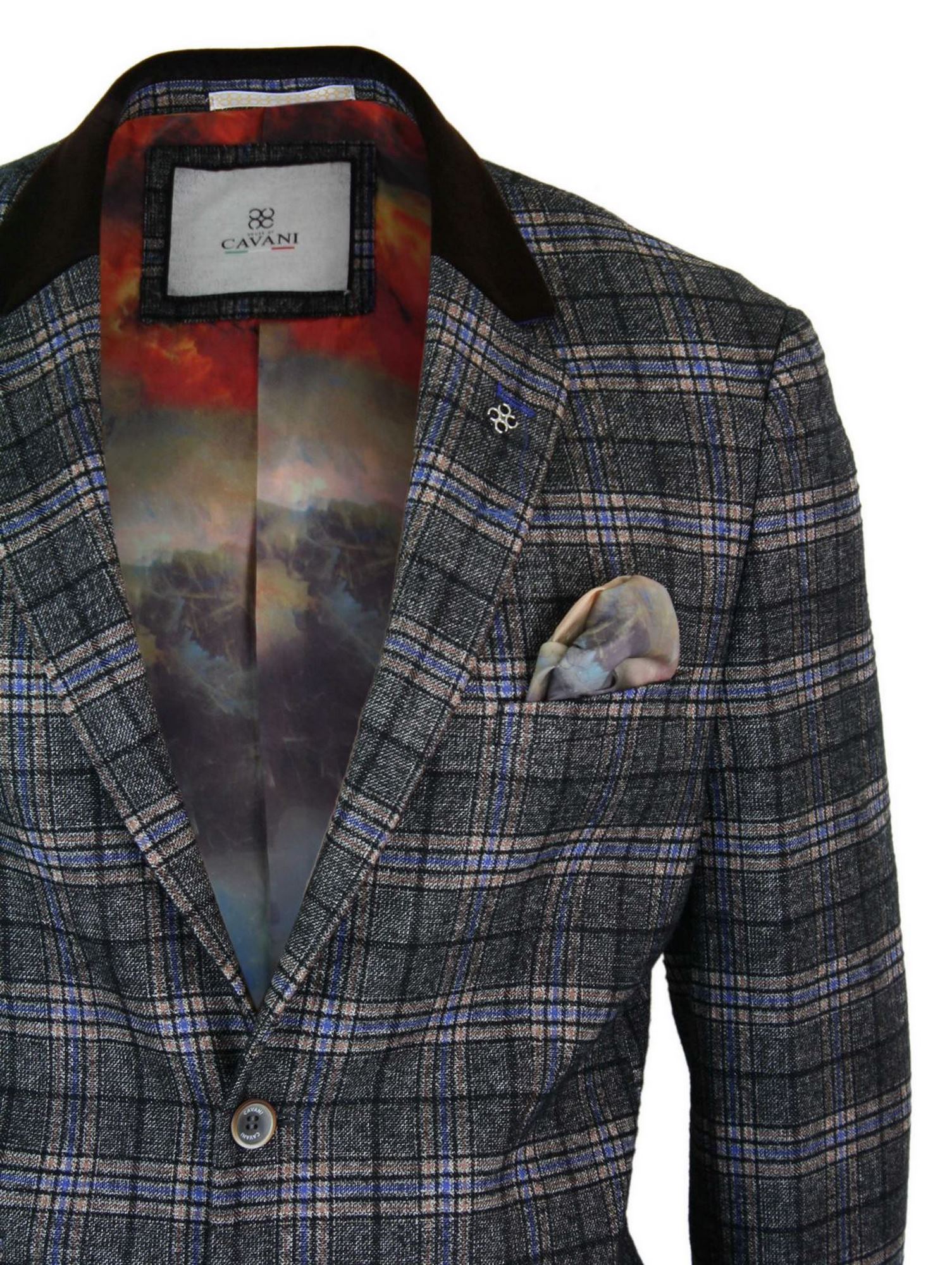 Cavani Archie - Herr Vintage Tweed Rutig Kavaj-Svart