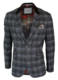 Cavani Archie - Herr Vintage Tweed Rutig Kavaj-Svart