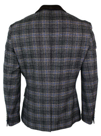 Cavani Archie - Herr Vintage Tweed Rutig Kavaj-Svart