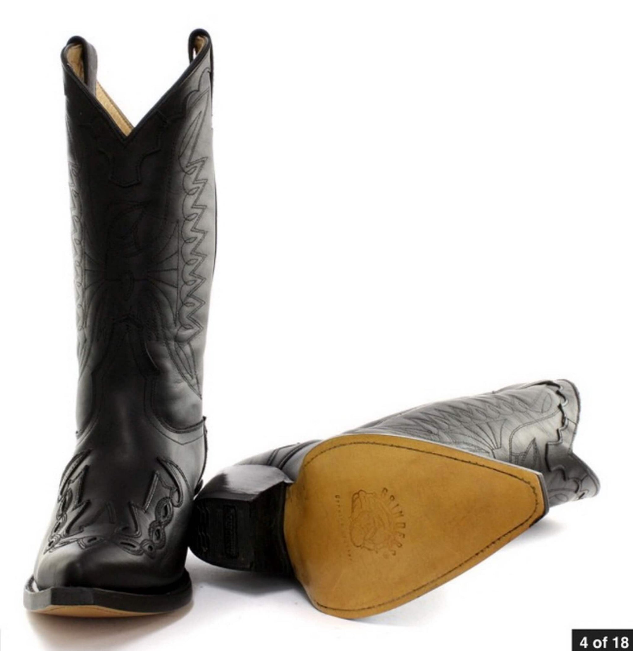 Herr Cowboystövlar Spetsiga Svarta Bruna Grinders Arizona Äkta Läder Western Kubanska