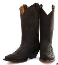 Herr Cowboystövlar Spetsiga Svarta Bruna Grinders Arizona Äkta Läder Western Kubanska