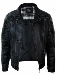 Äkta Läder Punk Rock Cross Zip Herr Bikerjacka Vintage Retro Effekt