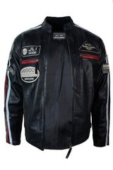 Äkta Läder Klassisk Retro Herr Biker Racerjacka Ökenbrun Grå Casual-Svart