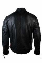 Äkta Läder Klassisk Retro Herr Biker Racerjacka Ökenbrun Grå Casual-Svart