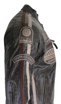 Äkta Läder Klassisk Retro Herr Biker Racerjacka Ökenbrun Grå Casual-Tan